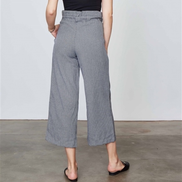 WINDSOR CROPPED TIE HIGH WAIST BLACK & WHITE PANTS - Picture 4 of 8